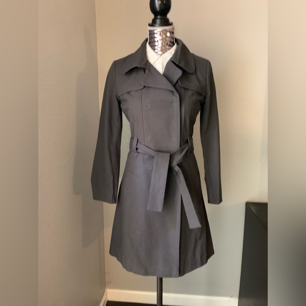 Lerario Beatriz Trench Coat size 4 Dark Gray Pink inner trim